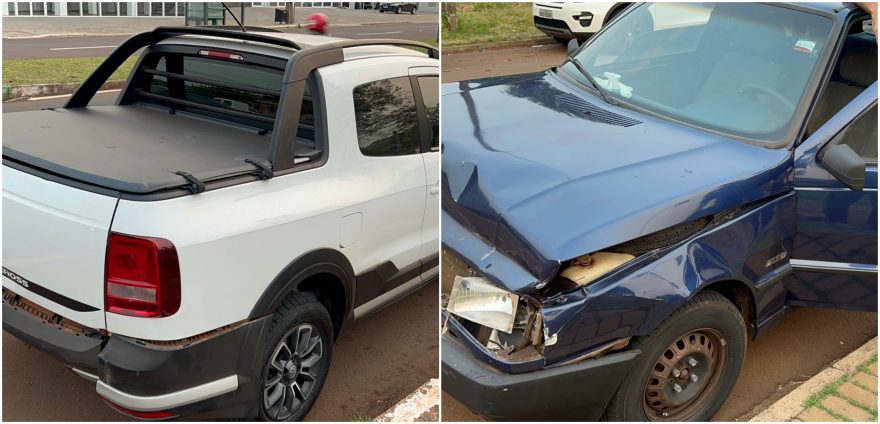 Fiat Uno e Saveiro se envolvem em acidente na Avenida Brasil