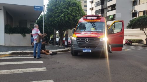 Imagem referente a Motociclista fica ferido em acidente no Centro de Cascavel