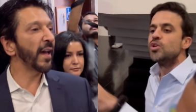 Imagem referente a Com xigamentos de “Condenadinho” e “Tchutchuca do PCC”, Ricardo Nunes e Pablo Marçal batem boca antes de debate