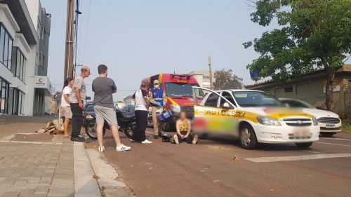 Imagem referente a Motociclista fica ferida em colisão com Celta da Auto Escola