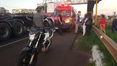 Imagem referente a Motociclista fica ferido em acidente na rodovia BR-277 em Cascavel