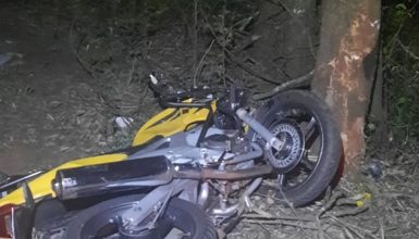 Imagem referente a Homem de 35 anos morre após bater moto contra árvore