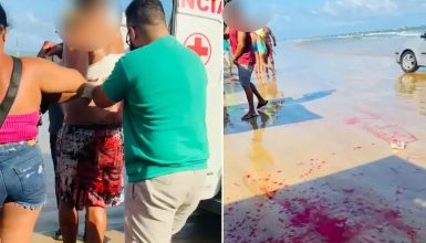 Imagem referente a Homem é esfaqueado na areia da praia, após molhar suspeito quando passava de carro