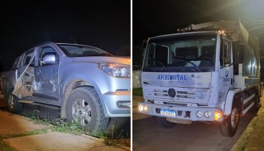 Imagem referente a Colisão entre caminhonete e caminhão de coleta é registra no bairro Maria Luiza