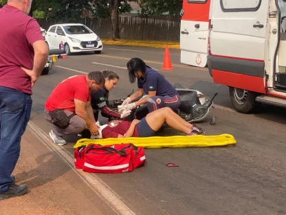 Imagem referente a Mulher sofre grave acidente de moto e fica ferida em Apucarana