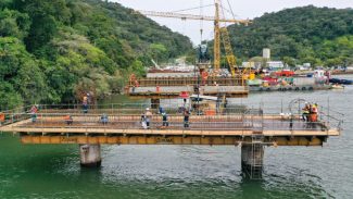 Dentro do cronograma, obras da Ponte de Guaratuba chegam a 22,6% de execução