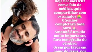 Manu reagindo! Pai pede orações para Manuela que fará tomografia do cérebro nesta sexta-feira