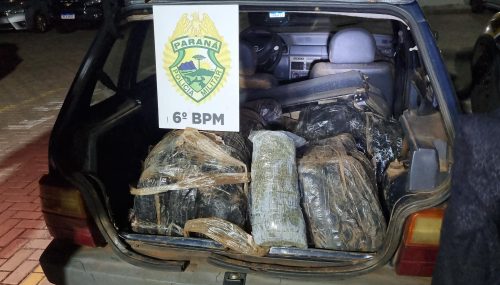 Imagem referente a PM intercepta veículo com 104 kg de maconha e apreende menor em Cascavel