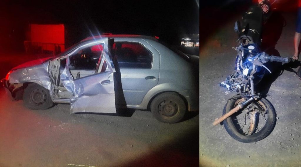 Colisão entre carro e motocicleta deixa homem gravemente ferido na PR-495 em Medianeira