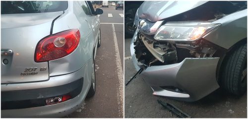 Imagem referente a Colisão entre Honda City e Peugeot causa susto, mas ninguém sai ferido