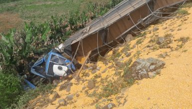 Imagem referente a Acidente na PR-483: Caminhoneiro morre após carreta descer ribanceira