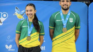 Giulia Takahashi e Guilheme Teodoro são ouro no Pan de tênis de Mesa