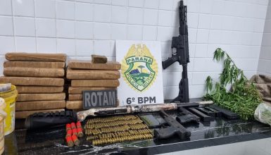 Imagem referente a Dupla é presa com armas de alto calibre e 19 kg de maconha em Ramilândia