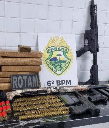 Imagem referente a Dupla é presa com armas de alto calibre e 19 kg de maconha em Ramilândia