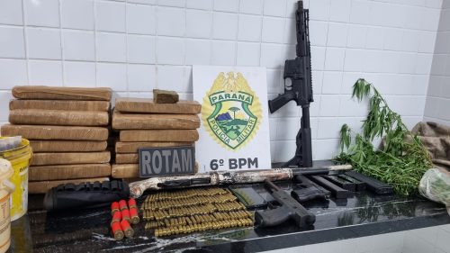 Imagem referente a Dupla é presa com armas de alto calibre e 19 kg de maconha em Ramilândia