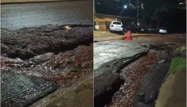 Imagem referente a Tava ruim, agora parece que piorou… Rua Sócrates vira pesadelo para motoristas