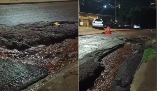 Imagem referente a Tava ruim, agora parece que piorou… Rua Sócrates vira pesadelo para motoristas