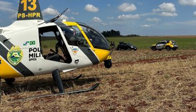 Imagem referente a Helicóptero Falcão 13 auxilia na captura de suspeitos e apreensão de quase meia tonelada de droga