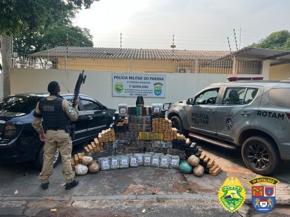 Perseguição policial na PR-082 resulta na apreensão de mais de 500kg de drogas