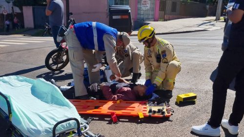 Imagem referente a Acidente entre moto e caminhão deixa motociclista ferido no Periolo