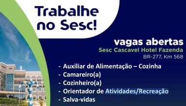 Imagem referente a Sesc Cascavel Hotel Fazenda abre vagas para processos seletivos