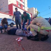 Imagem referente a Motociclista fica gravemente ferido em acidente no Centro