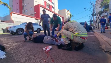 Imagem referente a Motociclista fica gravemente ferido em acidente no Centro