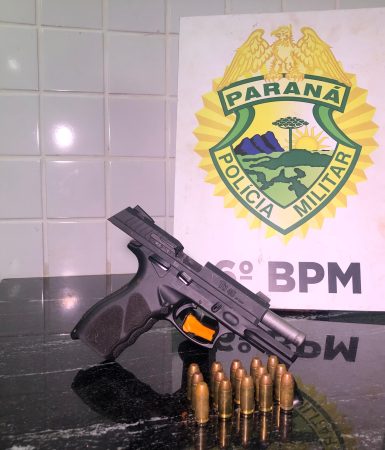 Imagem referente a PM apreende pistola e munições com dupla no Claudete