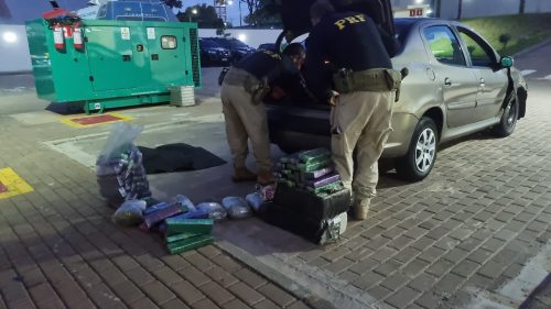 Imagem referente a PRF apreende carro carregado com 123 Kg de maconha na BR-277