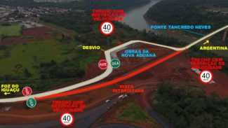 Pare-e-siga no acesso à Ponte Tancredo Neves, em Foz do Iguaçu, é adiado para esta sexta