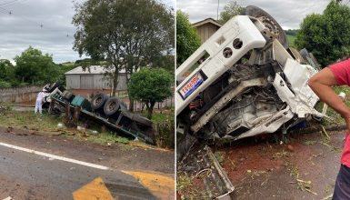 Imagem referente a Caminhão desgovernado capota e motorista morre na PR-562