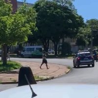 Imagem referente a Vídeo: homem atira pedra em viatura da GM e acaba preso em Umuarama