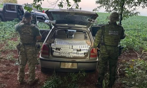 Imagem referente a PF e BPFRON apreendem veículo carregado de cigarro paraguaio, em Guaíra