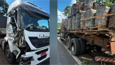 Imagem referente a Caminhões se envolvem em acidente na PRc-280 em Vitorino