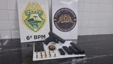 Imagem referente a Pistola 9mm é apreendida no Bairro Interlagos em Cascavel; mulher é presa