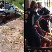 Imagem referente a Motociclista tem suspeita de fratura em vértebra após enroscar em fio pendurado