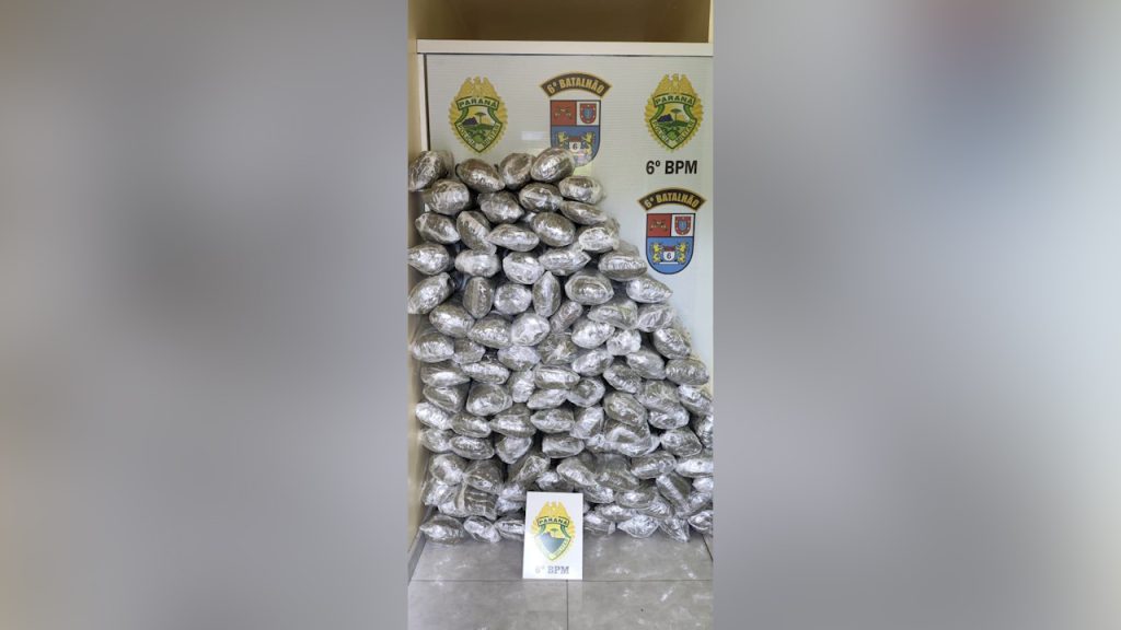 Dupla é detida na BR-277 com mais de 100 quilos de capulho de maconha