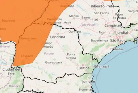 Imagem referente a Alerta laranja: Paraná enfrenta chuvas intensas e ventos de até 100km/h