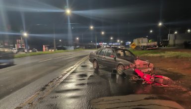 Imagem referente a Apesar de forte colisão frontal, motociclista tem lesões leves na PR-160