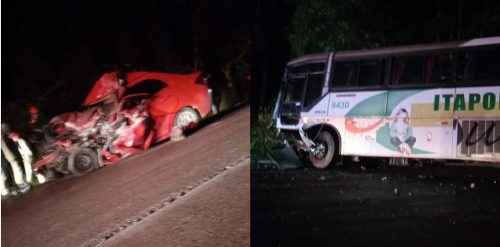 Imagem referente a Motorista e criança morrem em batida frontal contra ônibus