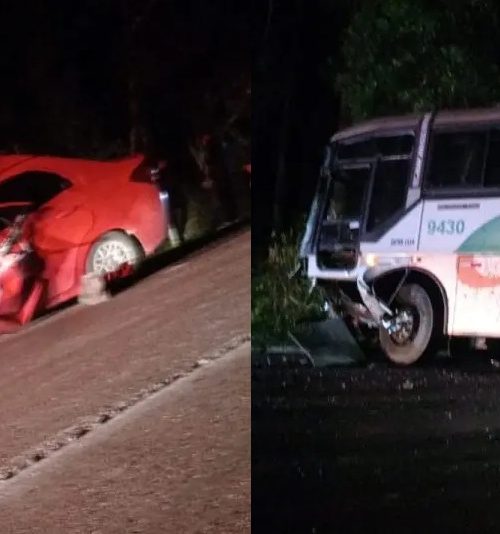 Imagem referente a Motorista e criança morrem em batida frontal contra ônibus