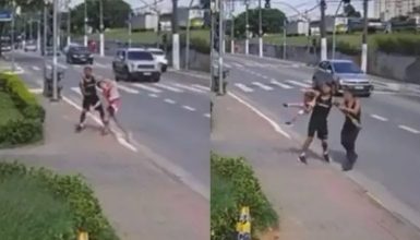 Imagem referente a Homem é preso após agredir mulher e tentar sequestrar criança; veja vídeo