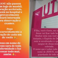 Imagem referente a Garotinha Manu precisa retornar ao hospital após apresentar alteração cardíaca