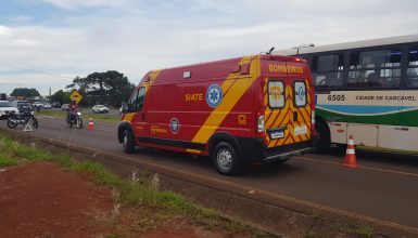 Imagem referente a Motociclista fica ferido em acidente na marginal da rodovia BR-277