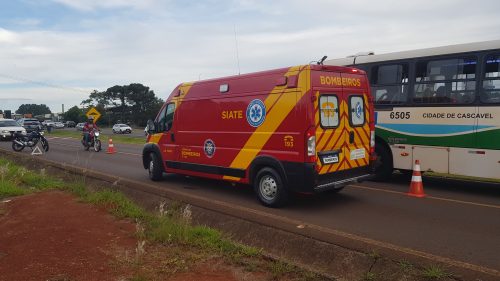 Imagem referente a Motociclista fica ferido em acidente na marginal da rodovia BR-277