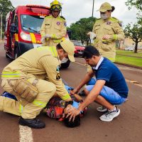 Imagem referente a Motociclista fica ferido após colisão na Avenida Tancredo Neves