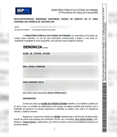 Imagem referente a MP apresenta denúncia contra trio acusado de invasão e concorrência desleal em Cascavel