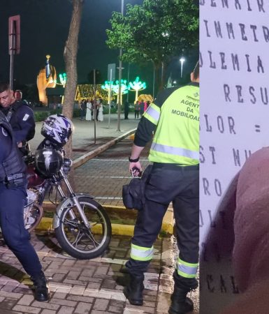 Imagem referente a Motociclista com sinais de embriaguez é detido em frente à Catedral de Cascavel