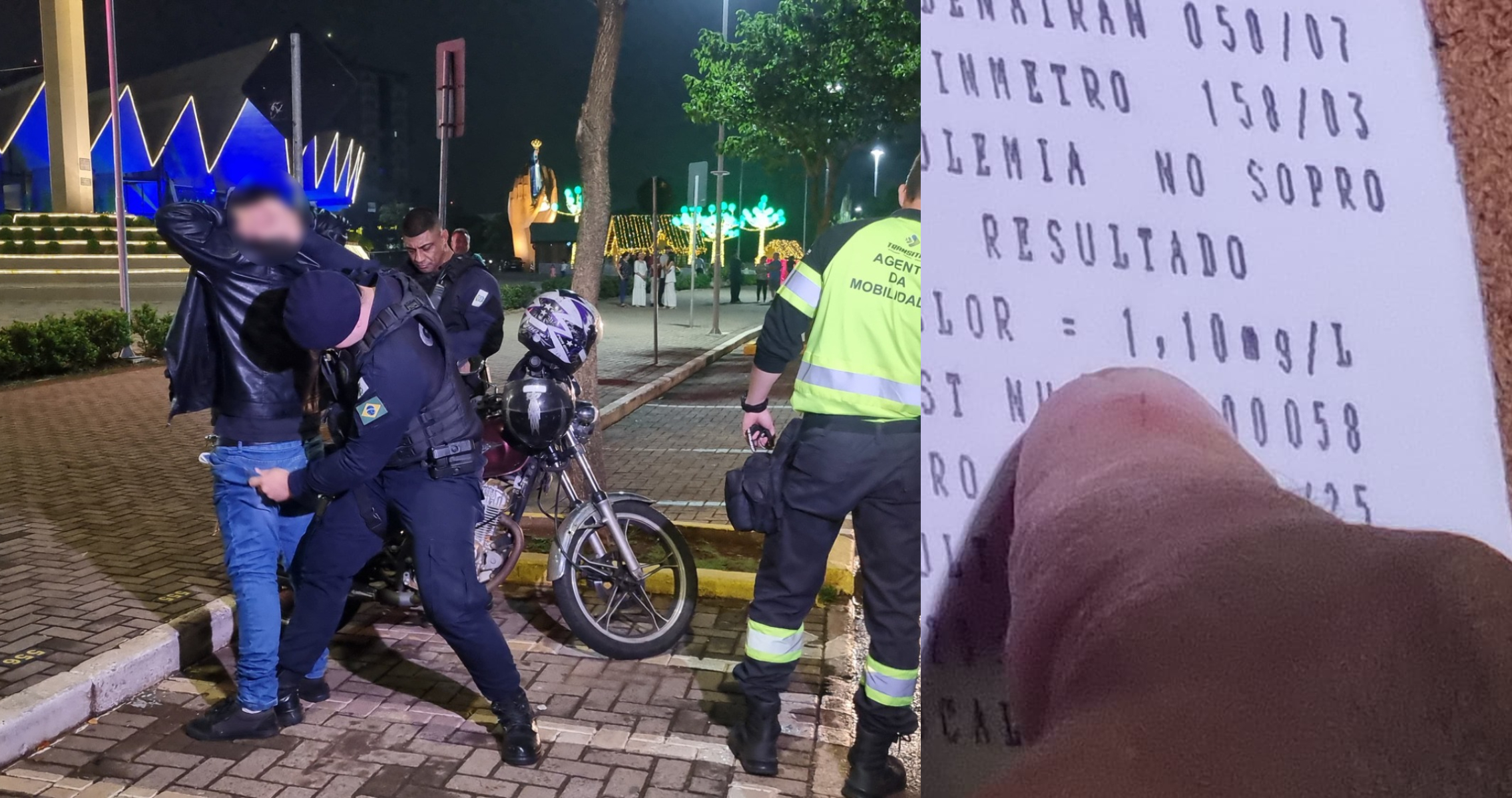 Motociclista com sinais de embriaguez é detido em frente à Catedral de Cascavel