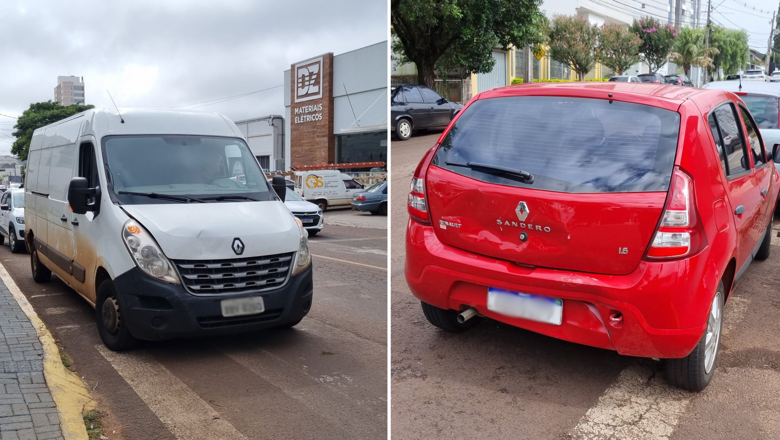 Van e Sandero se envolvem em colisão traseira na Rua Cuiabá